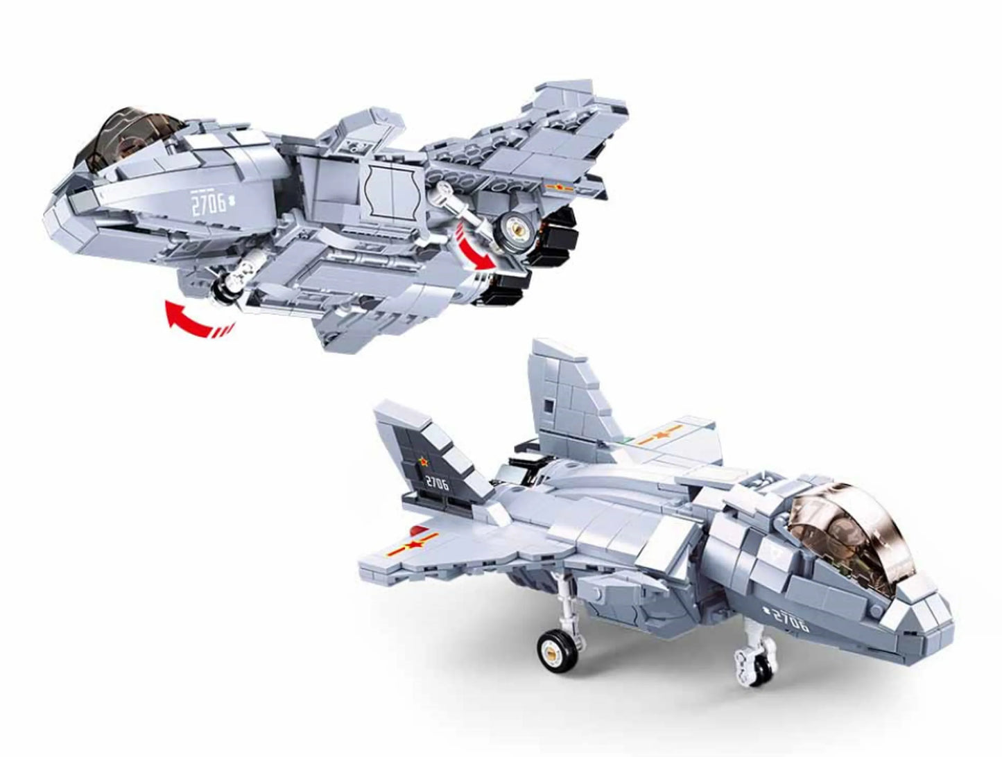 2-in-1 Fighter Jet J-20 Mighty Dragon Brick Kit (926 pcs)