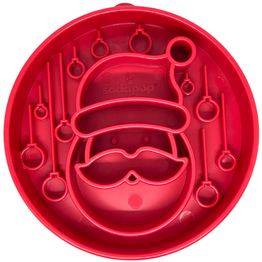 Santa Christmas eBowl Deep Slow Feeder Dog Bowl for Enrichment